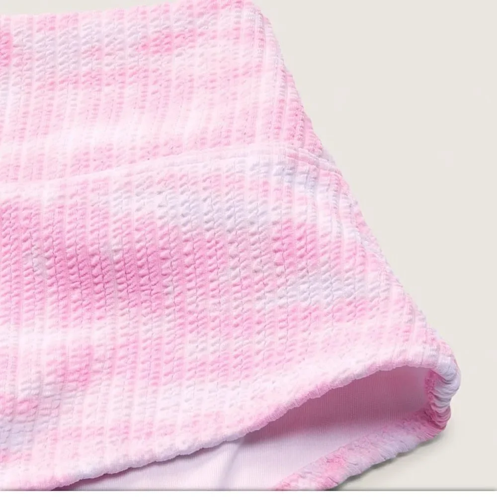 Victorias Secret Pink Swim Crinkle High Waist Shortie Bikini Bottom pink tie dye